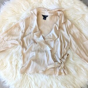 Silk V Wrap Blouse - Cream Off White (95% Silk 5% Spandex) - has minor flaws sz8